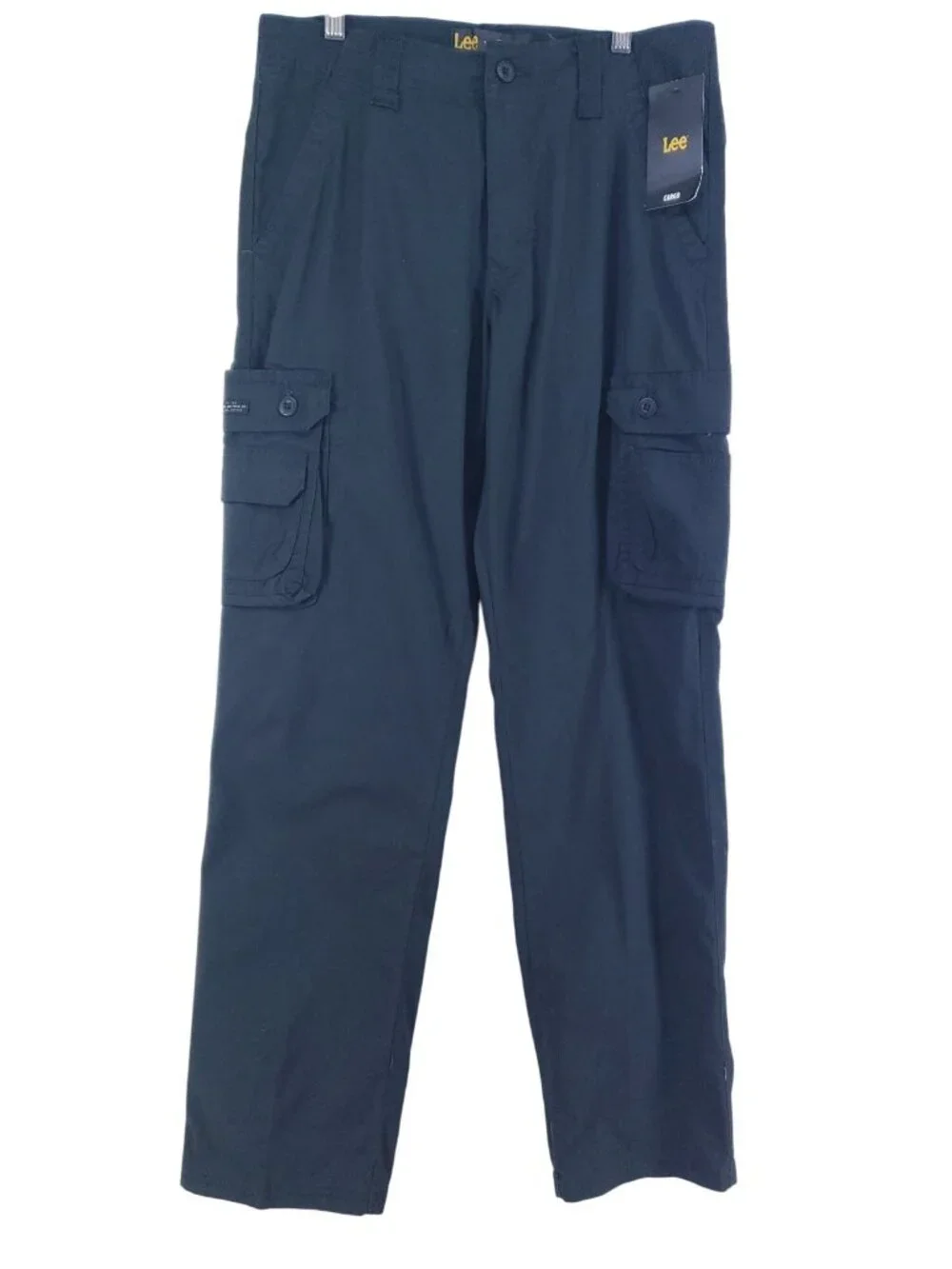 Lee Mens Relaxed Fit Cargo Pants 31x32 Black Ripstop High Rise Straight Leg